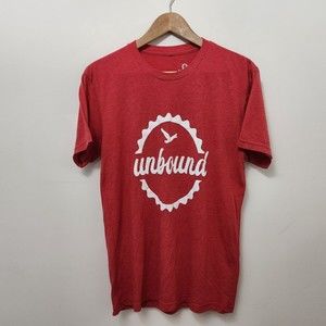 CUSTOMINK Men's Red Crew Neck "Unbound" Logo Lightweight T Shirt Size M